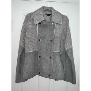 Vince Grey Boucle Blocked Wool Coat - size M